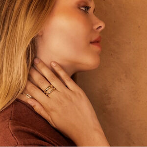 Loren Stewart Curateur Open Band Ring 14k Gold Plated Size 7 Double Band